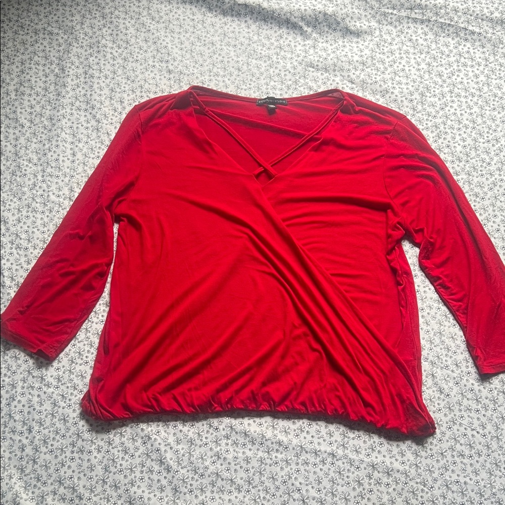 Red V-Neck Top